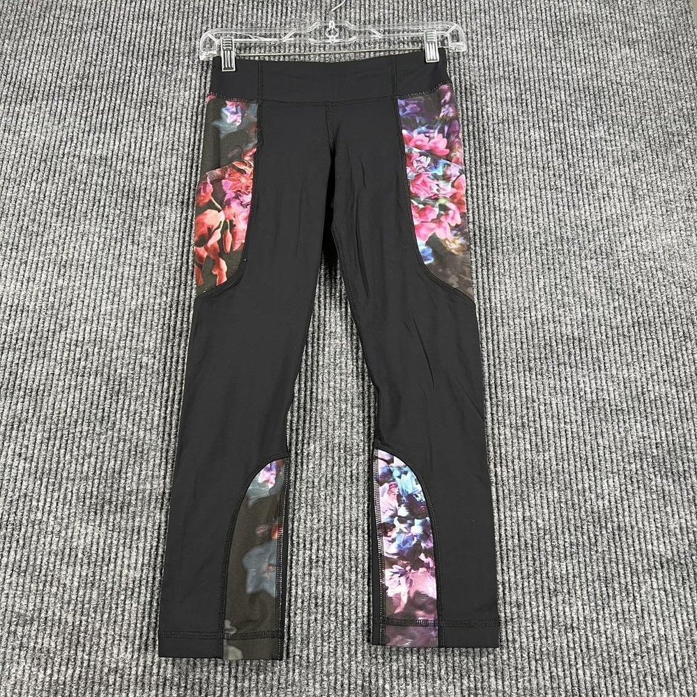 Lululemon Pants Womens 4 Black Purple Floralโ Pace Rival Activewear Running Gym